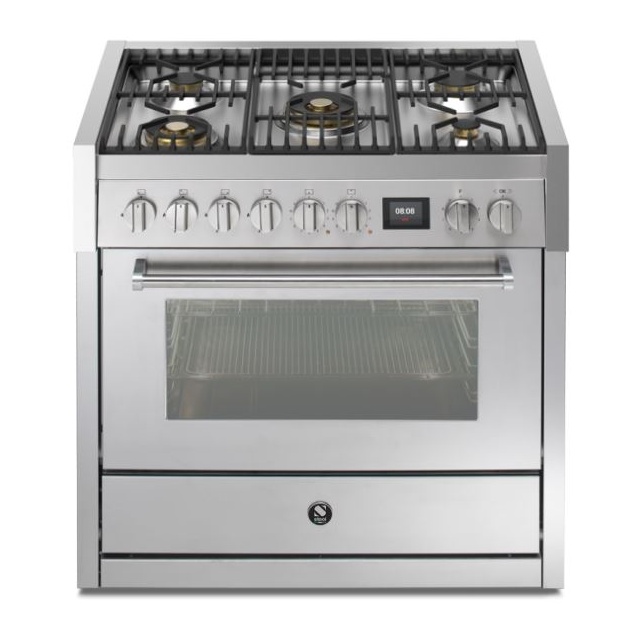 Aragaz Steel Oxford X9F, 90X60cm, 6 arzatoare, cuptor electric multifunctional, timer, aprindere electronica, crem inchis