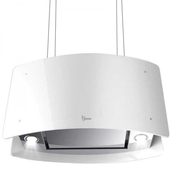 Hota design suspendata Baraldi Ideal 01IDEIS070STW80, 70 cm, 800 m3/h, sticla alba/inox
