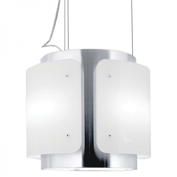 Hota design suspendata Baraldi Dessy 01DESIS040STW80, 40 cm, 800 m3/h, sticla alba/inox
