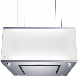 Hota design suspendata Baraldi Domina 01DOM060STG80, 60 cm, 800 m3/h, sticla alba/inox