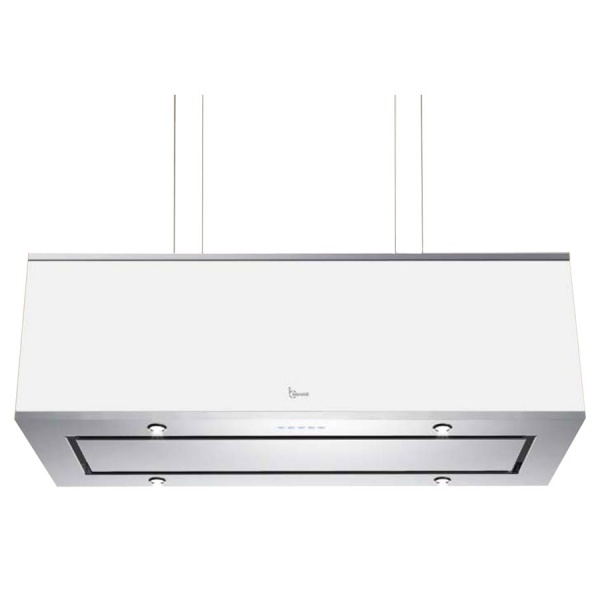 Hota design suspendata Baraldi Diade 01DIA060STW80, 60 cm, 800 m3/h, sticla alba/inox