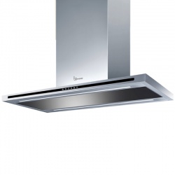 Hota insula Baraldi Lumina isola 01LUMIS090STB90, 90 x 60 cm, 900 m3/h, sticla neagra/inox