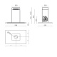 Hota insula Baraldi Lumina isola 01LUMIS090STW80, 90 x 60 cm, 800 m3/h, sticla alba/inox