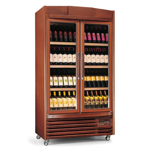 Vitrina de vinuri verticala Tecfrigo Bodega 400(4TV/1TV), 96 sticle, 1 zona temperatura, lemn maro