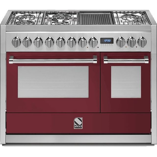 Aragaz Steel Genesi G12FF, 120X66cm, 7 arzatoare, 2 cuptoare, timer, aprindere electronica, negru antracit