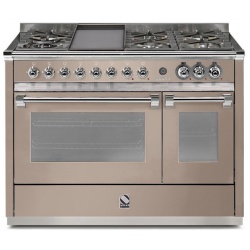 Aragaz Steel Ascot A12FF, 120X66cm, 7 arzatoare, 2 cuptoare, timer, aprindere electronica, crem inchis