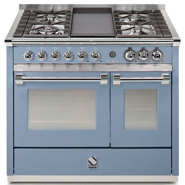 Aragaz Steel Ascot A10FF, 100X66cm, 6 arzatoare, 2 cuptoare, timer, aprindere electronica, visiniu