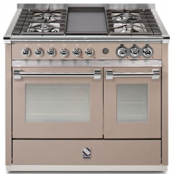 Aragaz Steel Ascot A10FF, 100X66cm, 6 arzatoare, 2 cuptoare, timer, aprindere electronica, crem inchis