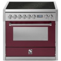 Aragaz Steel Genesi GQ9S 90X60cm, 6 arzatoare, cuptor electric multifunctional, timer, aprindere electronica, visiniu