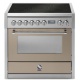 Aragaz Steel Genesi, 90X60cm, 6 arzatoare, cuptor electric multifunctional, timer, aprindere electronica, crem inchis