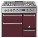 Aragaz Steel Genesi G10FFF-D, 100X60cm, 6 arzatoare, 3 cuptoare, timer, aprindere electronica, usa solida, visiniu