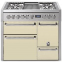 Aragaz Steel Genesi G10FFF-D, 100X60cm, 6 arzatoare, 3 cuptoare, timer, aprindere electronica, usa solida, crem