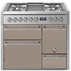 Aragaz Steel Genesi G10FFF-D, 100X60cm, 6 arzatoare, 3 cuptoare, timer, aprindere electronica, usa solida, crem inchis