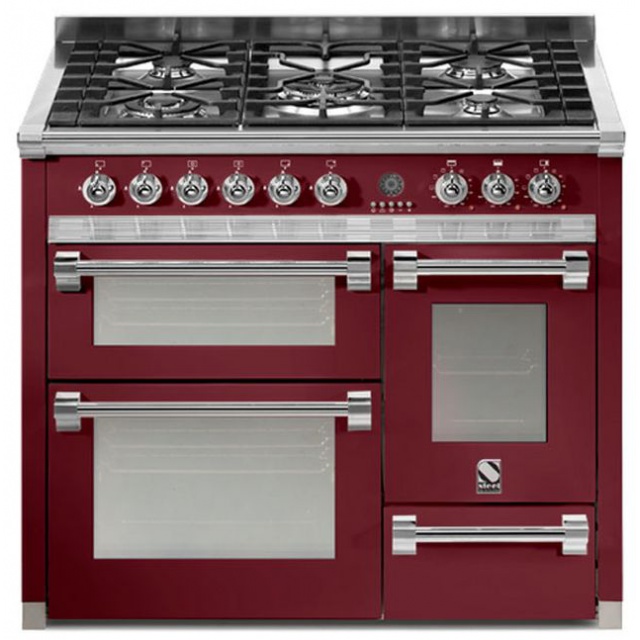 Aragaz Steel Ascot A10FFF, 100X60cm, 6 arzatoare, 3 cuptoare, timer, aprindere electronica, negru antracit