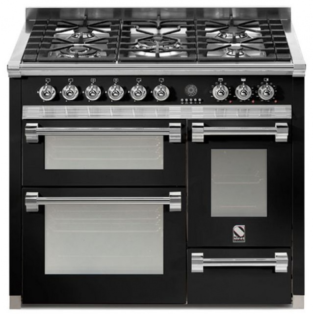 Aragaz Steel Ascot A10FFF, 100X60cm, 6 arzatoare, 3 cuptoare, timer, aprindere electronica, crem