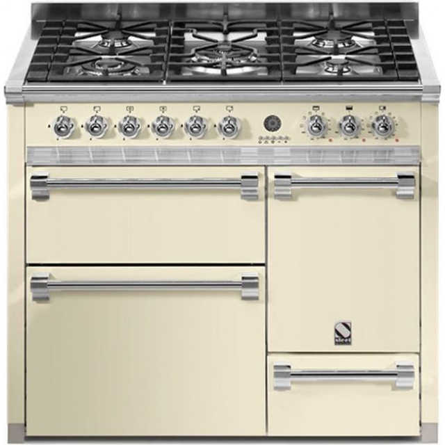 Aragaz Steel Ascot A10FFF-D, 100X60cm, 6 arzatoare, 3 cuptoare, timer, aprindere electronica, usa solida, celeste