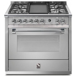 Aragaz Steel Ascot, 90X60cm, 6 arzatoare, cuptor electric multifunctional, timer, aprindere electronica, inox