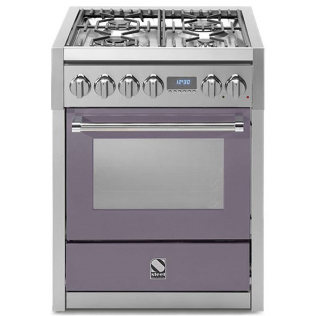 Aragaz Steel Genesi, 70X60cm, 4 arzatoare, cuptor electric multifunctional, timer, aprindere electronica, inox