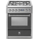 Aragaz Steel Genesi, 70X60cm, 4 arzatoare, cuptor electric multifunctional, timer, aprindere electronica, negru antracit