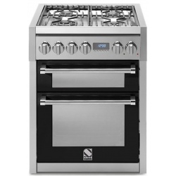 Aragaz Steel Genesi, 70X60cm, 4 arzatoare, cuptor dublu electric multifunctional, timer, aprindere electronica, crem
