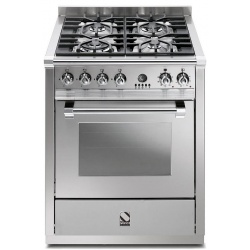 Aragaz Steel Genesi, 70X60cm, 4 arzatoare, cuptor electric multifunctional, timer, aprindere electronica, inox