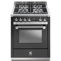 Aragaz Steel Ascot, 70X60cm, 4 arzatoare, cuptor electric multifunctional, timer, aprindere electronica, mov
