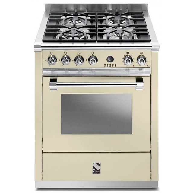 Aragaz Steel Ascot, 70X60cm, 4 arzatoare, cuptor electric multifunctional, timer, aprindere electronica, celeste