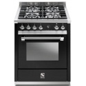 Aragaz Steel Ascot, 70X60cm, 4 arzatoare, cuptor electric multifunctional, timer, aprindere electronica, negru