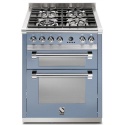 Aragaz Steel Ascot, 70X60cm, 4 arzatoare, cuptor dublu electric multifunctional, timer, aprindere electronica, celeste