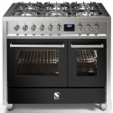 Aragaz Steel Enfasi E10FF, 100X60cm, 6 arzatoare, 2 cuptoare, timer, aprindere electronica, negru antracit