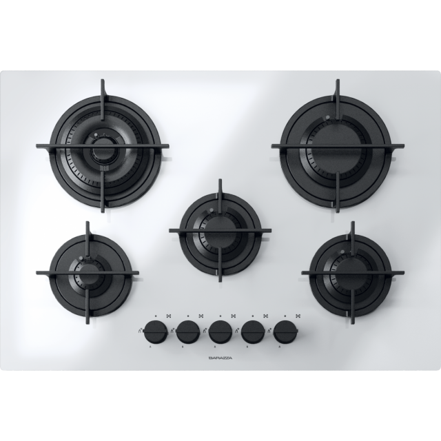 Plita incorporabila Barazza Mood, 75 cm, plita gaz, 5 arzatoare, sistem siguranta Stop-Gaz, vitroceramica neagra