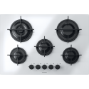 Plita incorporabila Barazza Mood, 75 cm, plita gaz, 5 arzatoare, sistem siguranta Stop-Gaz, vitroceramica alba