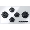 Plita incorporabila Barazza Mood, 90 cm, plita gaz, 5 arzatoare, sistem siguranta Stop-Gaz, vitroceramica alba