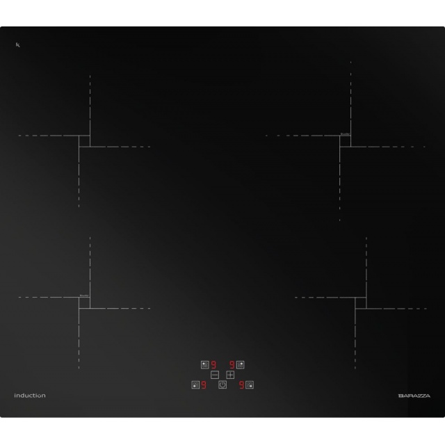 Plita incorporabila Barazza Green 60 cm, plita inductie, 4 zone gatit, aprindere electronica, sticla neagra