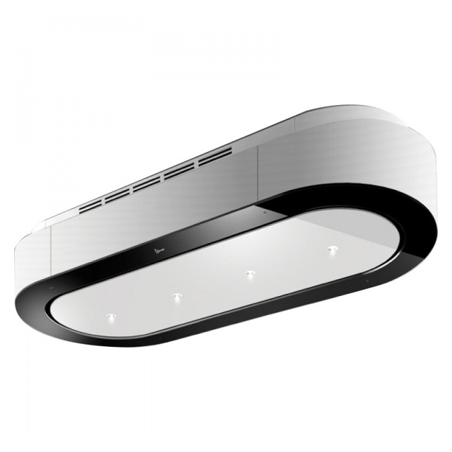 Hota de tavan Baraldi Unika 01UNKISV120WH80, 120 cm, 800 m3/h, sticla neagra/alb