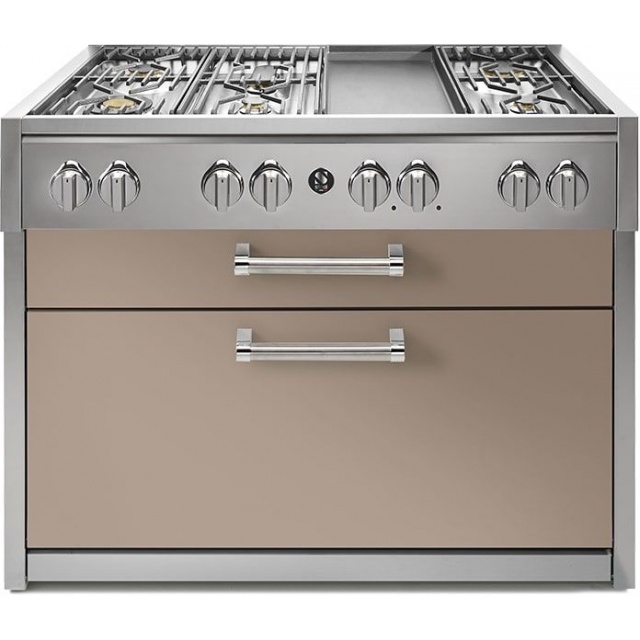 Plita profesionala cu spatii depozitare Steel Genesi G12C 120x65 cm, 6 arzatoare, 2 sertare,aprindere electronica, gri nisip