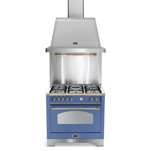 Set Aragaz Lofra Dolcevita RLVG96MFT/CI, 90x60cm, gaz, 5 arzatoare, grill +Splash Back 90+Hota Dolcevita 90, albastru