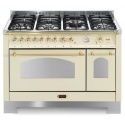 Aragaz Lofra Dolcevita RBID126MFT+E/2AEO, 120x60cm, gaz, 7 arzatoare, grill, rotisor, timer, cuptor dublu, crem