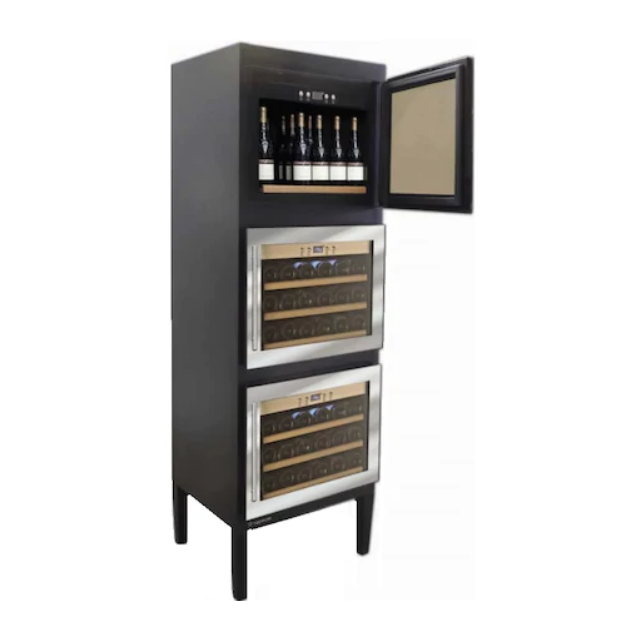 Vitrina vinuri Tecfrigo VINITY 3 V, 150 l, 54 sticle, temperatura +5/+20 °C, negru/argintiu