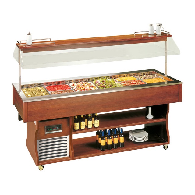 Vitrina frigorifica calda Tecfrigo ISOLA 6 M cu rafturi depozitare, temperatura +4 / +10C, maro