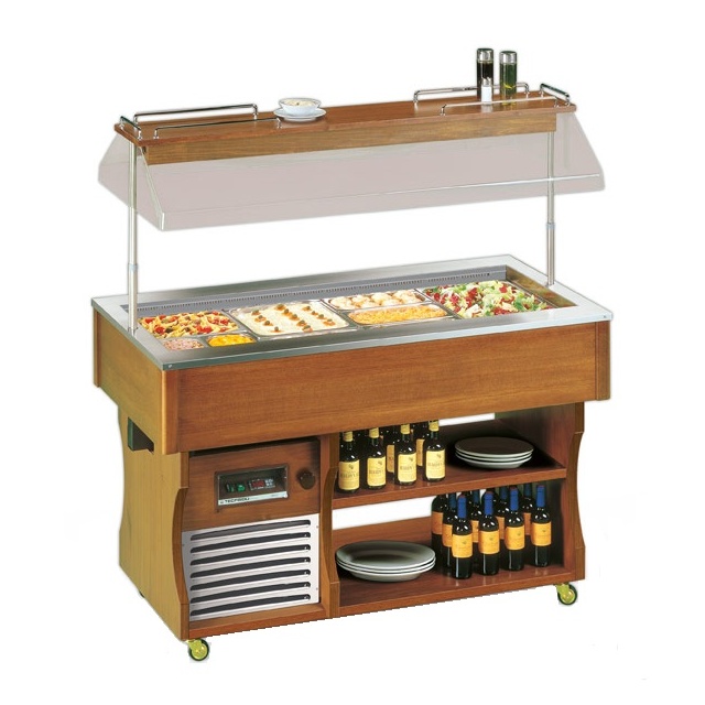 Vitrina frigorifica calda expunere produse Tecfrigo ISOLA 4 M VT, rafturi depozitare, temperatura +4 /+10C, maro