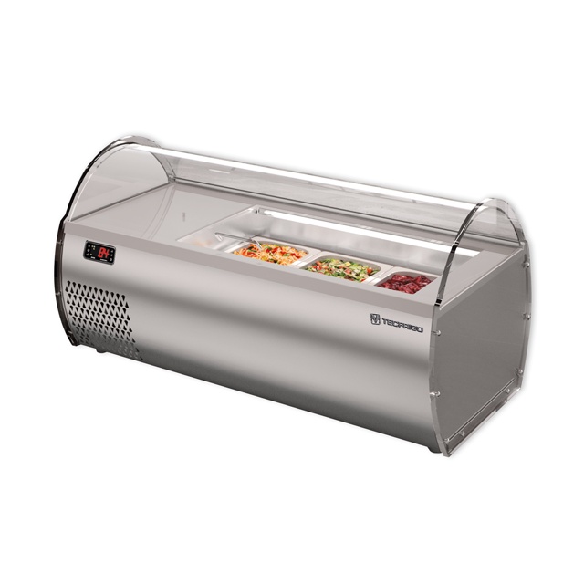 Vitrina frigorifica expunere ingrediente Tecfrigo MICROGEL 3 GN, pentru inghetata, temperatura +2/+8 °C, argintiu