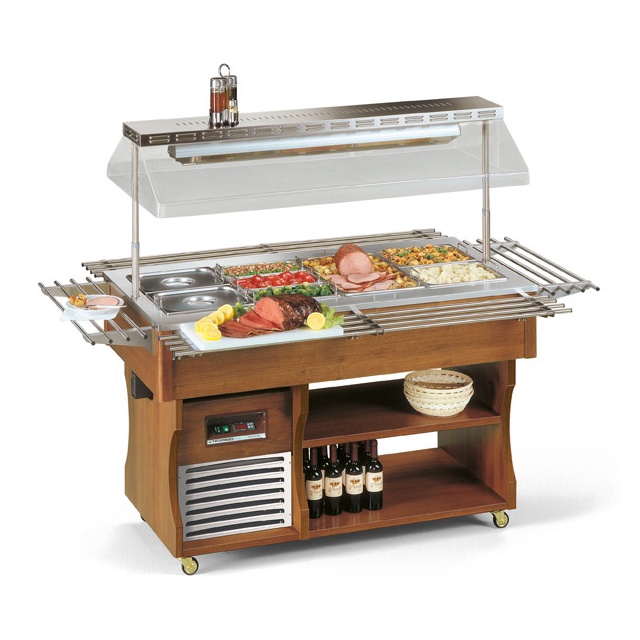 Vitrina frigorifica calda expunere produse Tecfrigo ISOLA 4 M DRY, rafturi depozitare, temperatura +30/+70°C, maro