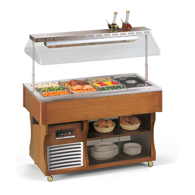 Vitrina frigorifica calda expunere produse Tecfrigo ISOLA 6 M DRY, rafturi depozitare, temperatura +30/+70°C, maro