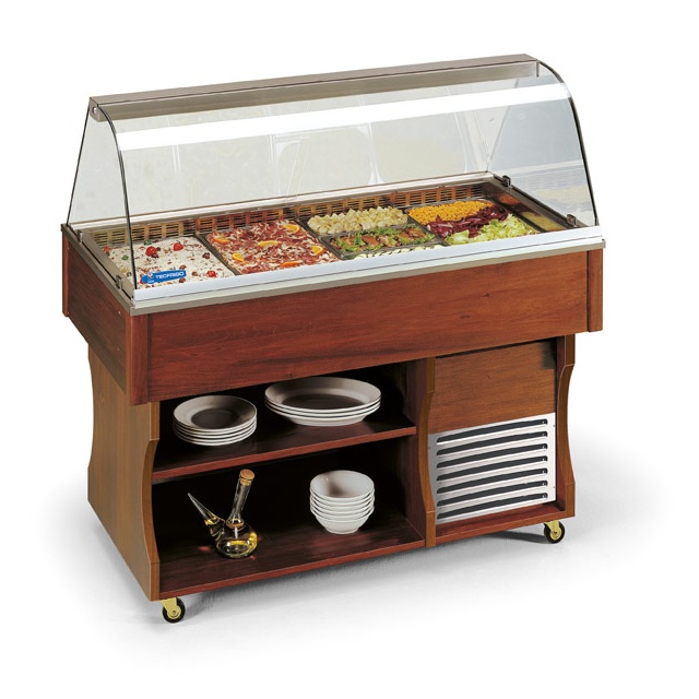 Vitrina frigorifica expunere produse Tecfrigo ISOLA MSERVICE 6, rafturi depozitare, temperatura +4/+10°C, maro