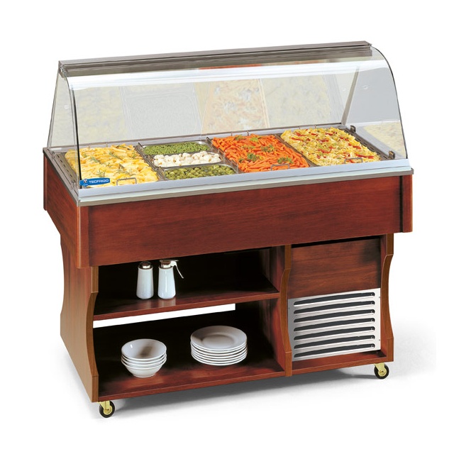 Vitrina frigorifica calda expunere produse Tecfrigo ISOLA MSERVICE 6 BM, rafturi depozitare, temperatura +30/+90°C, maro