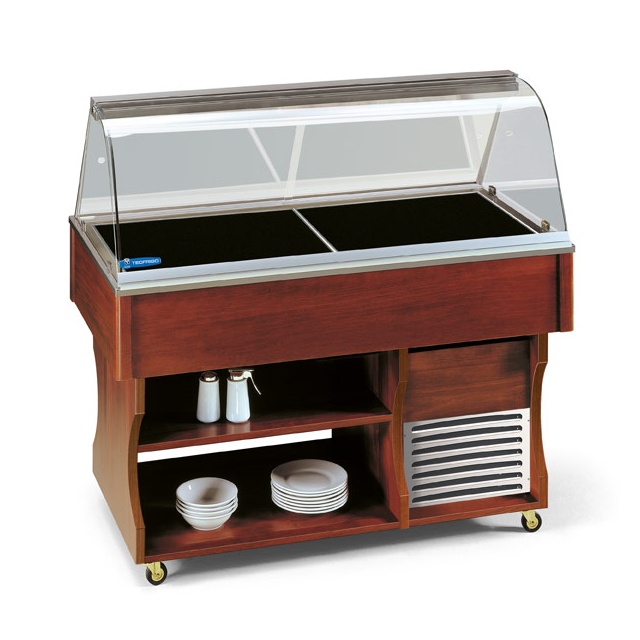 Vitrina frigorifica calda expunere produse Tecfrigo ISOLA MSERVICE 4 HOT, rafturi depozitare, temperatura +30/+90°C, maro