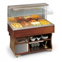 Vitrina frigorifica calda expunere produse Tecfrigo ISOLA MURALE 6 M DRY, rafturi depozitare, temperatura +30/+70°C, maro