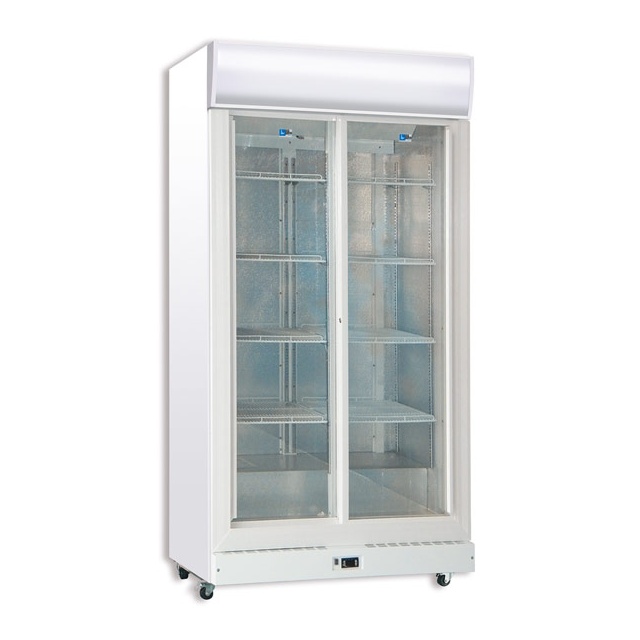 Vitrina frigorifica bauturi Tecfrigo C 900 GC SS, cu caseta luminoasa, capacitate 960 L, temperatura +3/+10º C, alb