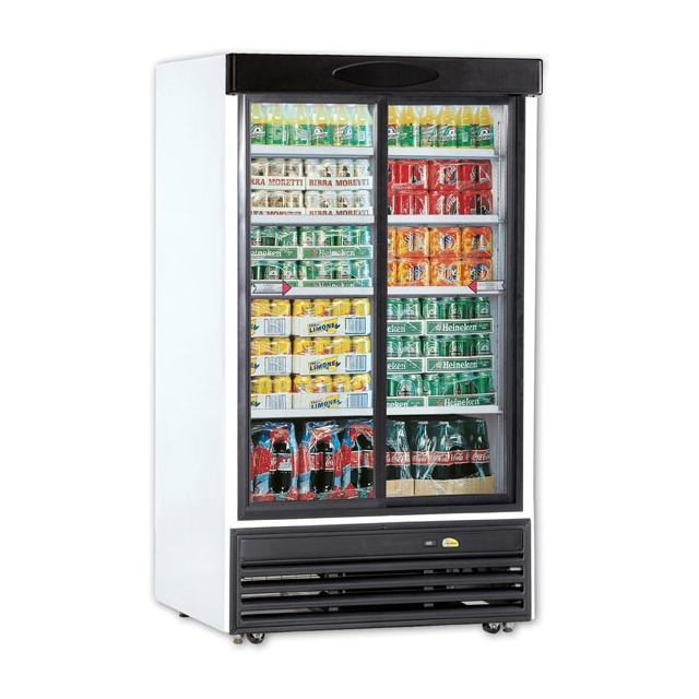 Vitrina bauturi Tecfrigo TFG 999, 2 usi, capacitate 540 L, temperatura +1/+10º C, alb/negru